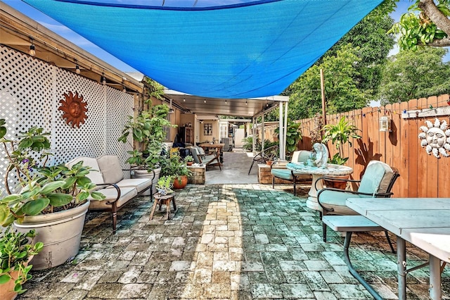 view of patio featuring outdoor lounge area