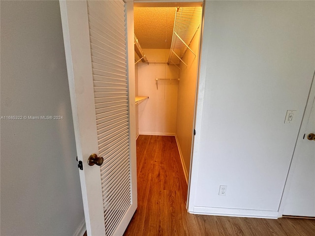 spacious closet with hardwood / wood-style flooring