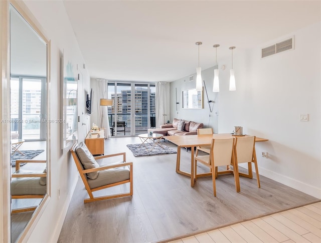 living room with light hardwood / wood-style flooring and plenty of natural light