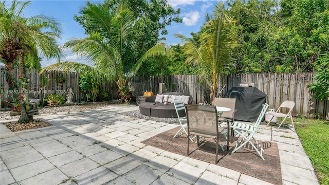 view of patio with area for grilling