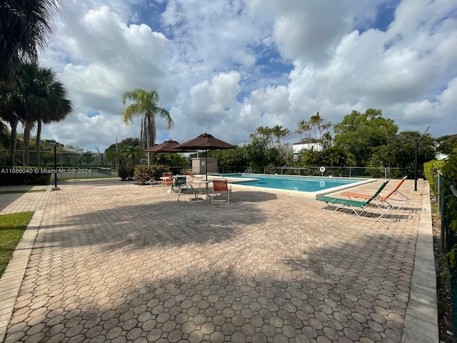 view of pool featuring a patio