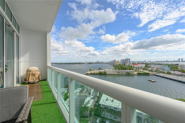 balcony with a water view