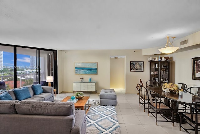 view of tiled living room