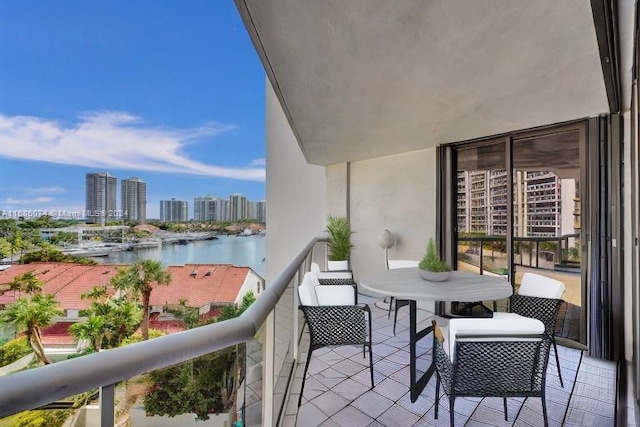 balcony with a water view