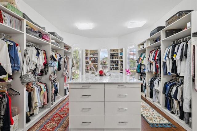 walk in closet featuring hardwood / wood-style floors