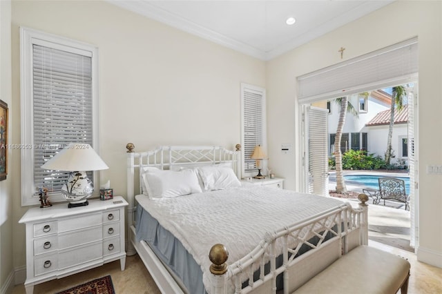 bedroom with ornamental molding