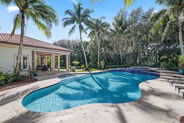 view of pool featuring a patio