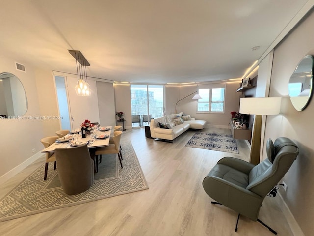 living room with light wood-type flooring