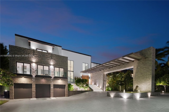 contemporary home featuring a garage