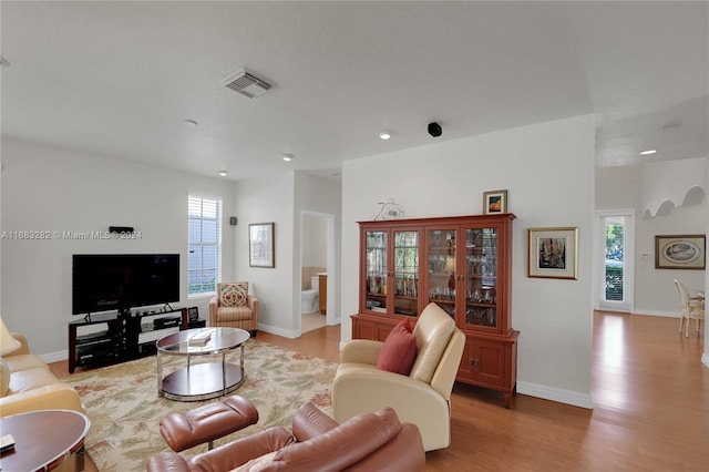 living room featuring light hardwood / wood-style floors