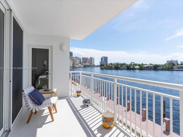 balcony with a water view