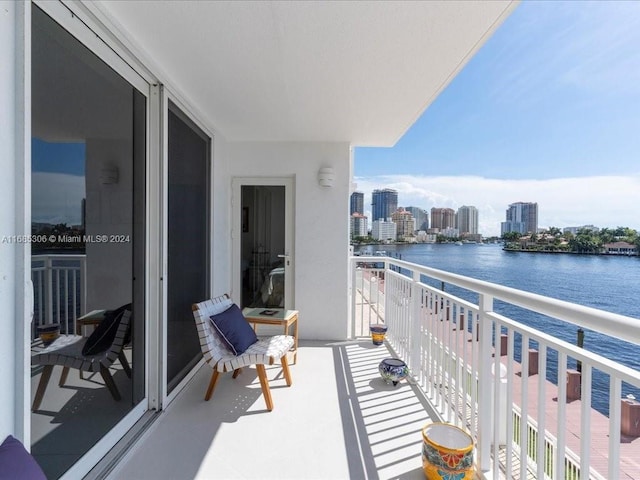 balcony with a water view