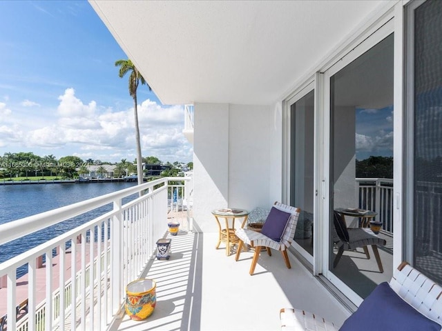 balcony with a water view