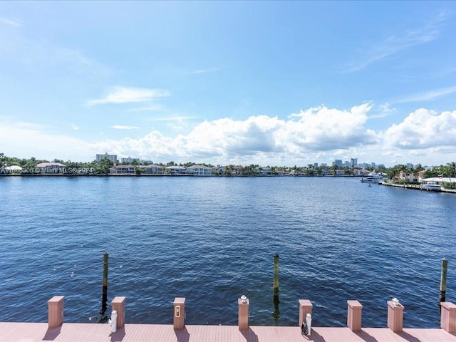 view of dock featuring a water view