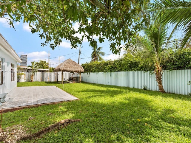 view of yard with a gazebo and a patio area