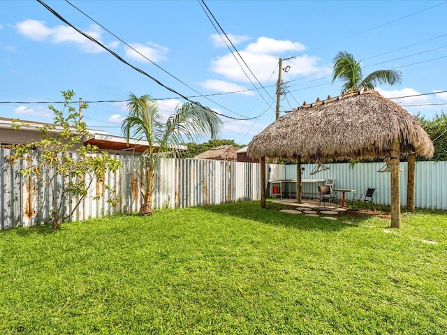 view of yard with a gazebo and a patio