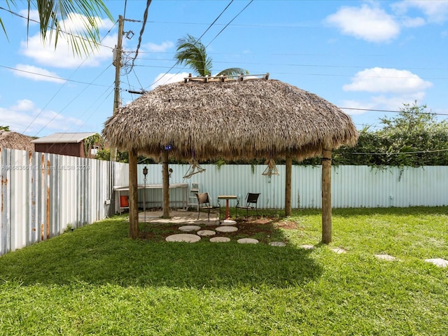 view of yard featuring a patio and a gazebo