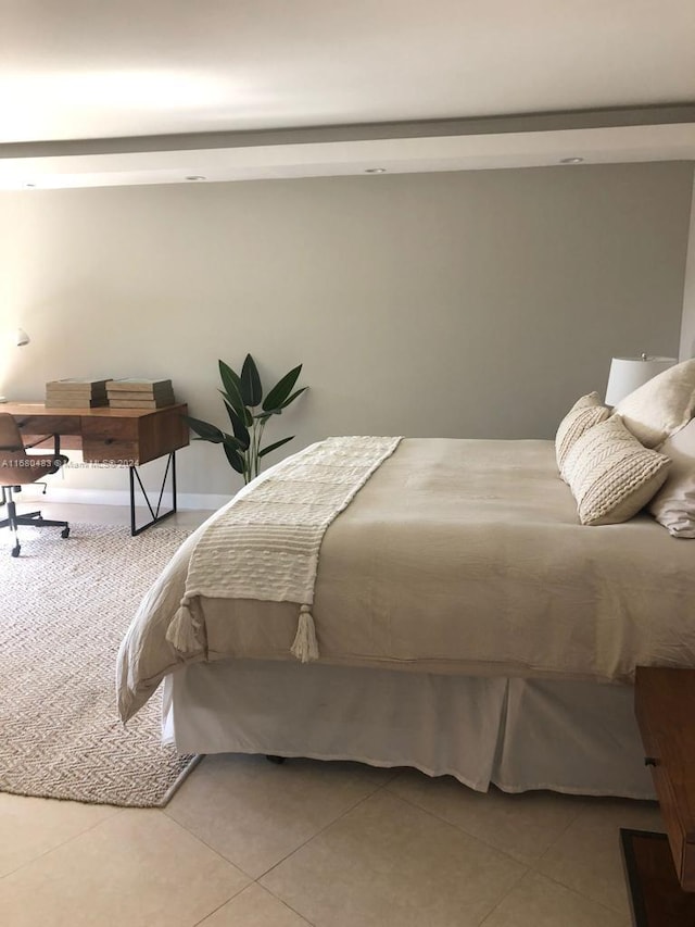 bedroom featuring tile patterned floors