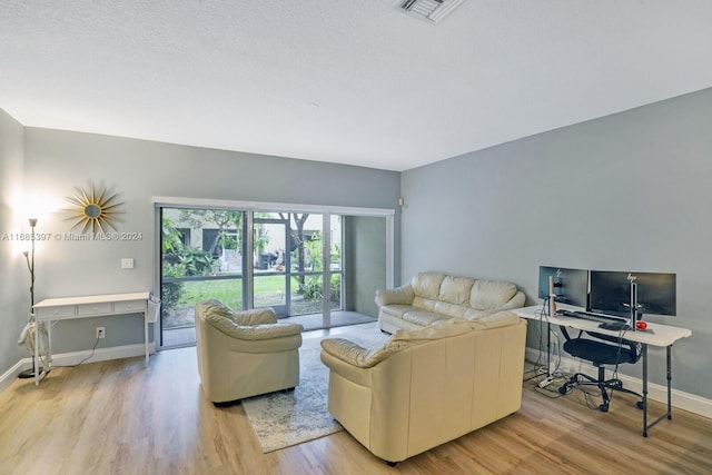 living room with light wood-type flooring