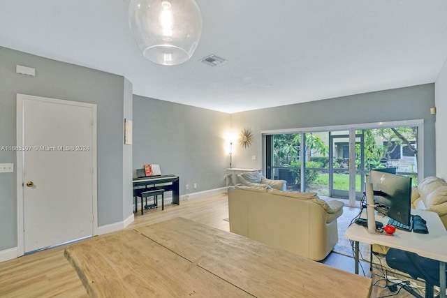 living room featuring light hardwood / wood-style flooring