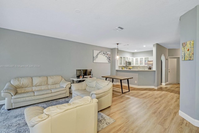 living room featuring light hardwood / wood-style flooring