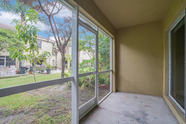 view of unfurnished sunroom