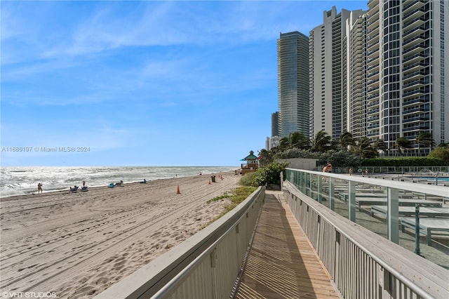 water view featuring a beach view