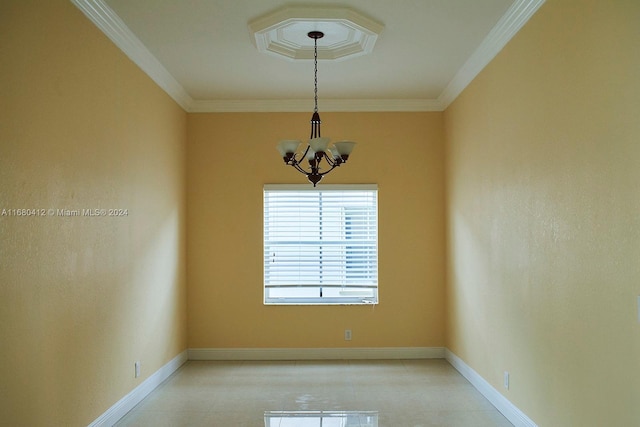 1380 Meadows Blvd, Weston, FL 33327 - unfurnished room with a chandelier, ornamental molding, and light tile patterned flooring