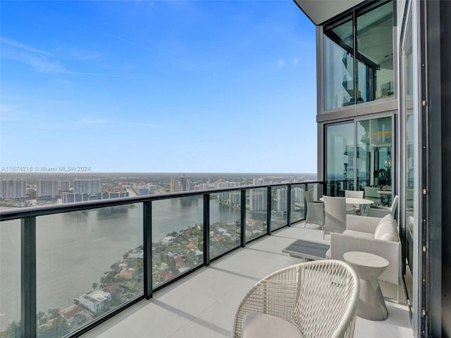 balcony with a water view