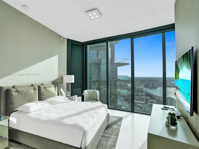 bedroom with expansive windows