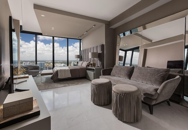 bedroom featuring expansive windows