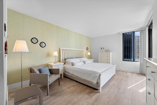 bedroom featuring light hardwood / wood-style flooring