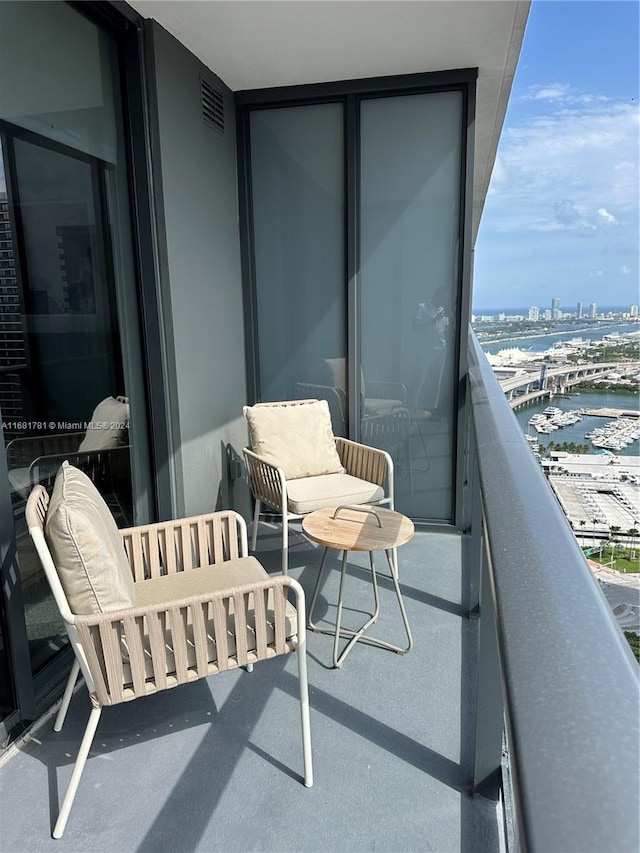 balcony with a water view