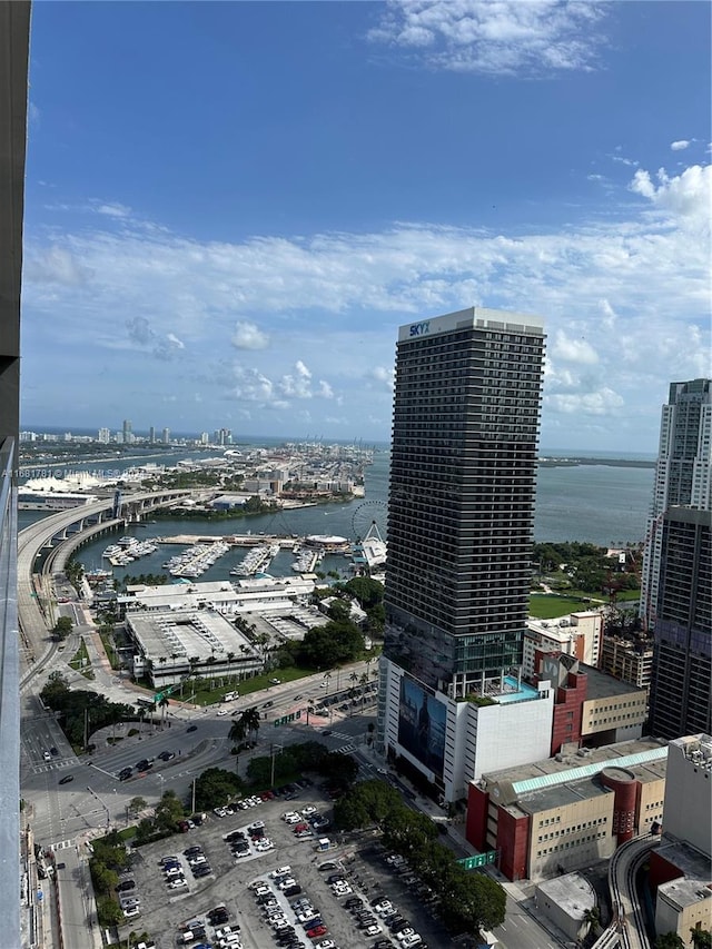 view of city with a water view