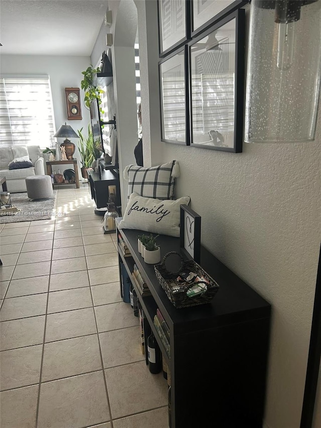 view of tiled living room