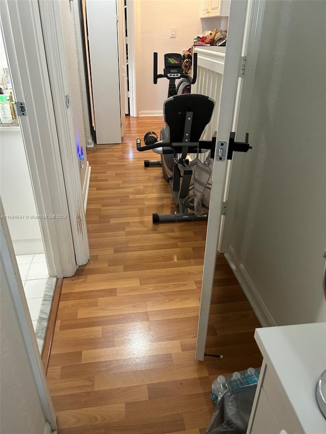 hallway featuring light wood-type flooring