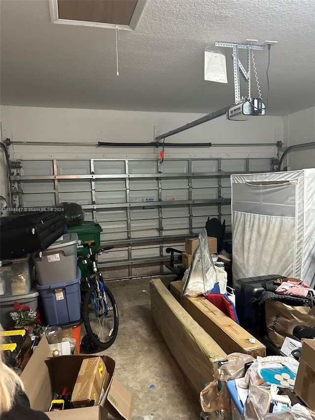 garage with a garage door opener