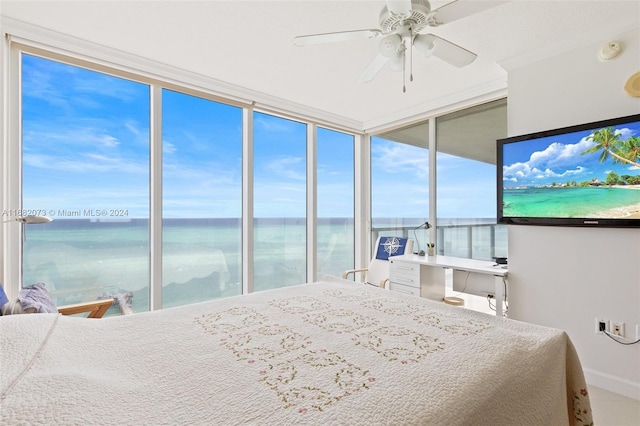 16699 Collins Ave Unit 2202, Sunny Isles Beach, FL 33160 - bedroom with a ceiling fan and baseboards