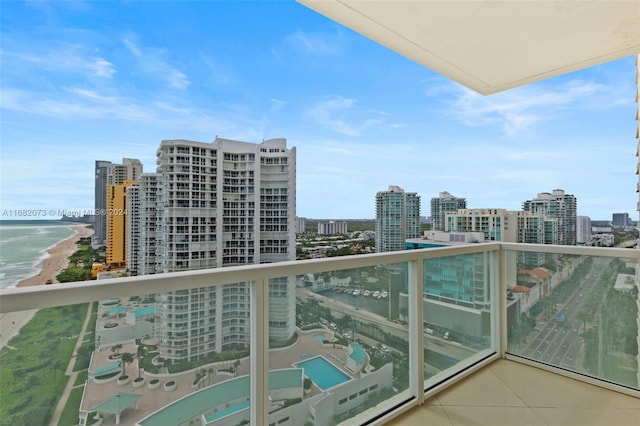 16699 Collins Ave Unit 2202, Sunny Isles Beach, FL 33160 - balcony with view of water and beach and a view of city