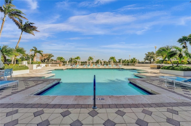 view of pool featuring a patio