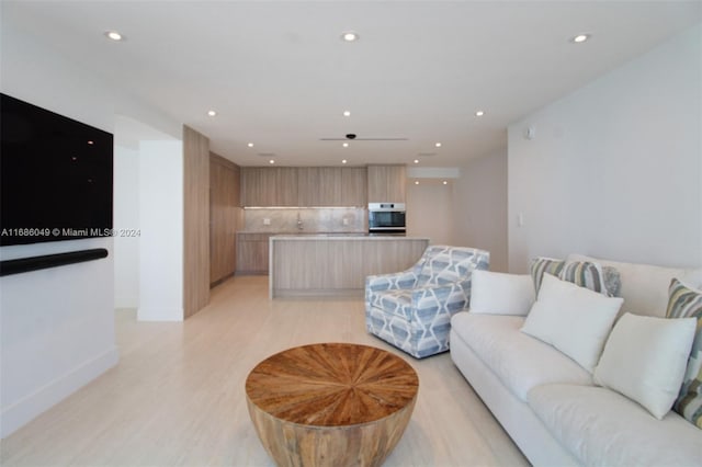 living room with light wood-type flooring