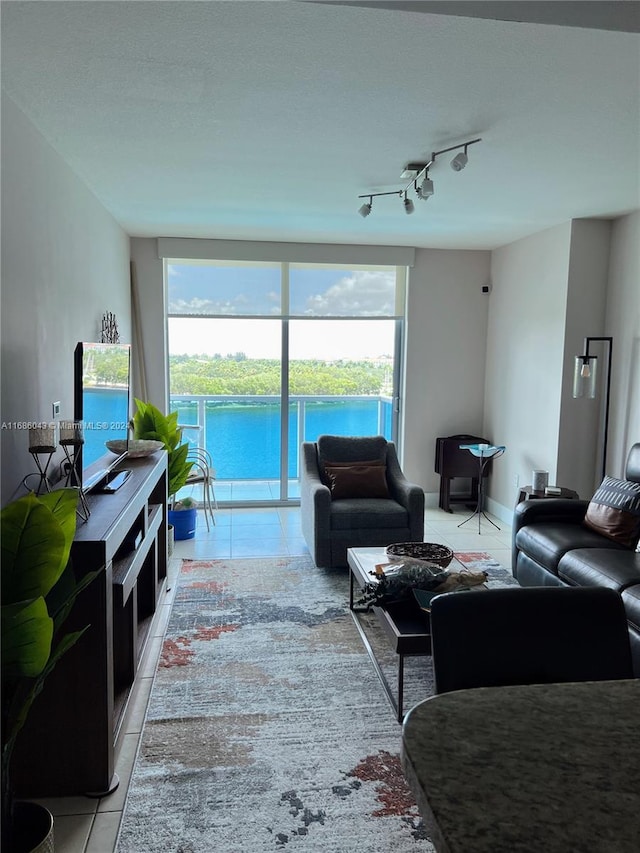 view of tiled living room