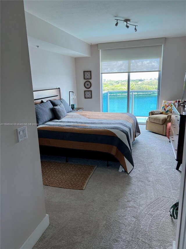 2641 N Flamingo Rd Unit 802N, Sunrise, FL 33323 - bedroom with carpet, access to exterior, and track lighting
