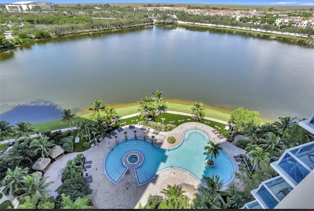 2641 N Flamingo Rd Unit 802N, Sunrise, FL 33323 - aerial view of a pool area and a nearby body of water