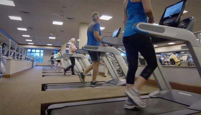 gym featuring carpet flooring