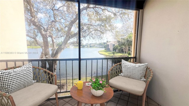 balcony with a water view