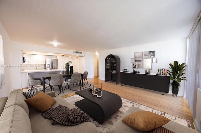 living room featuring light hardwood / wood-style floors