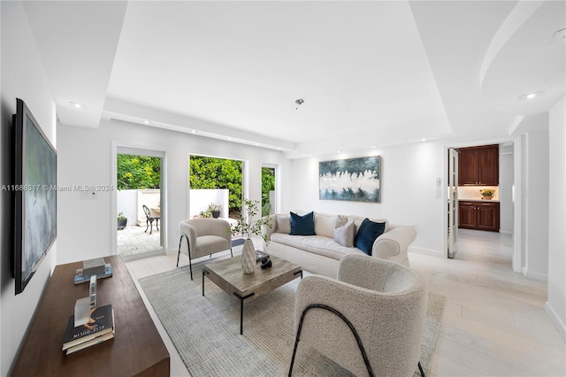 living room featuring light hardwood / wood-style flooring