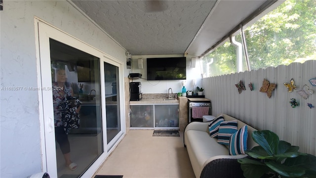 view of patio featuring sink