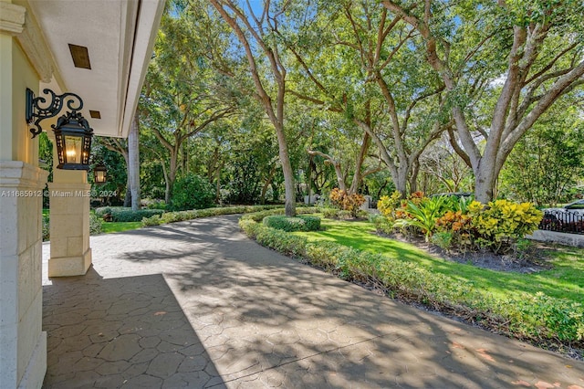 view of property's community with a patio